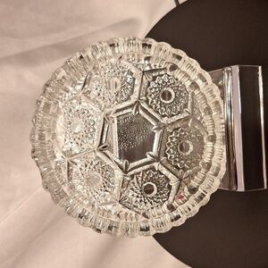 Vintage clear pressed glass personal ashtray like new 4.5"